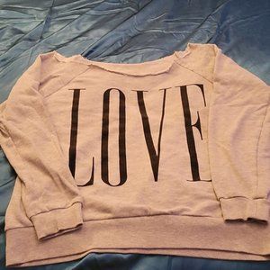 Forever 21 distressed off the shoulder sweatshirt